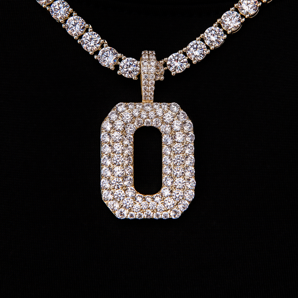 GLD PROMO Pave Number Pendants in Yellow Gold