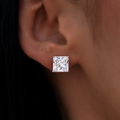GLD Women 8MM Square Cut Diamond Stud Earrings - Rose Gold