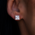 GLD PROMO - WOMEN 7MM Square Cut Diamond Stud Earrings - Rose Gold