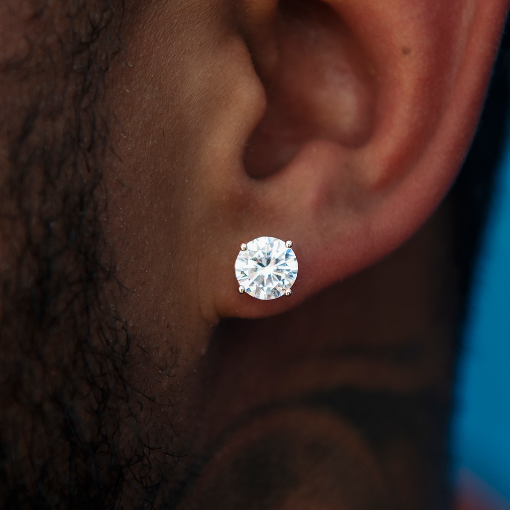 GLD PROMO 7MM Round Cut Diamond Stud Earrings - Rose Gold