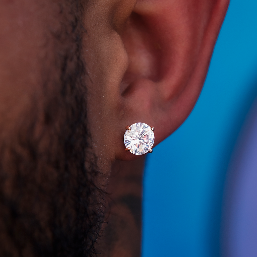 GLD PROMO 8MM Round Cut Diamond Stud Earrings - Rose Gold