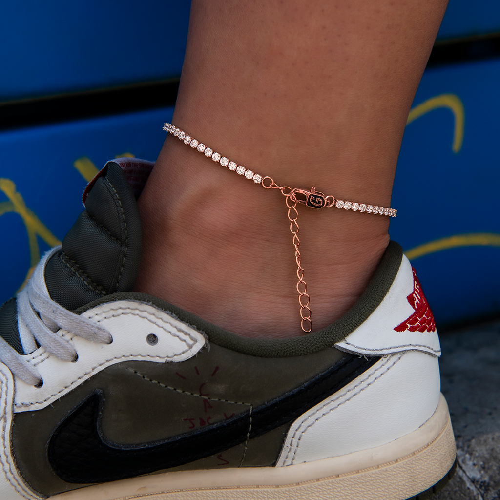 GLD PROMO SETS - WOMEN Micro Tennis Anklet in Rose Gold