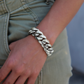 GLD Women GLD Signature Cuban Link Bracelet in White Gold- 19mm