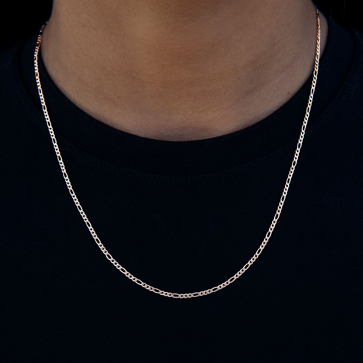 GLD PROMO - WOMEN Figaro Necklace in Rose Gold- 2mm