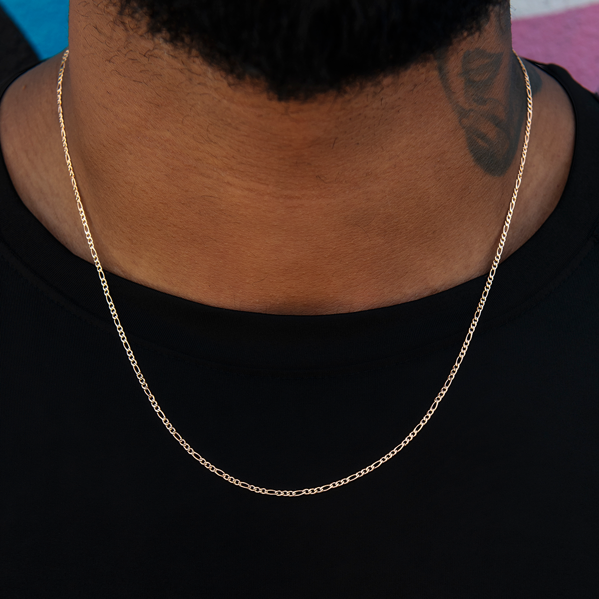 GLD PROMO Figaro Chain in Rose Gold- 2mm