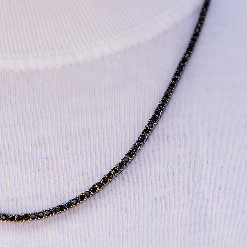 GLD Men Diamond Tennis Chain in Black- 2mm