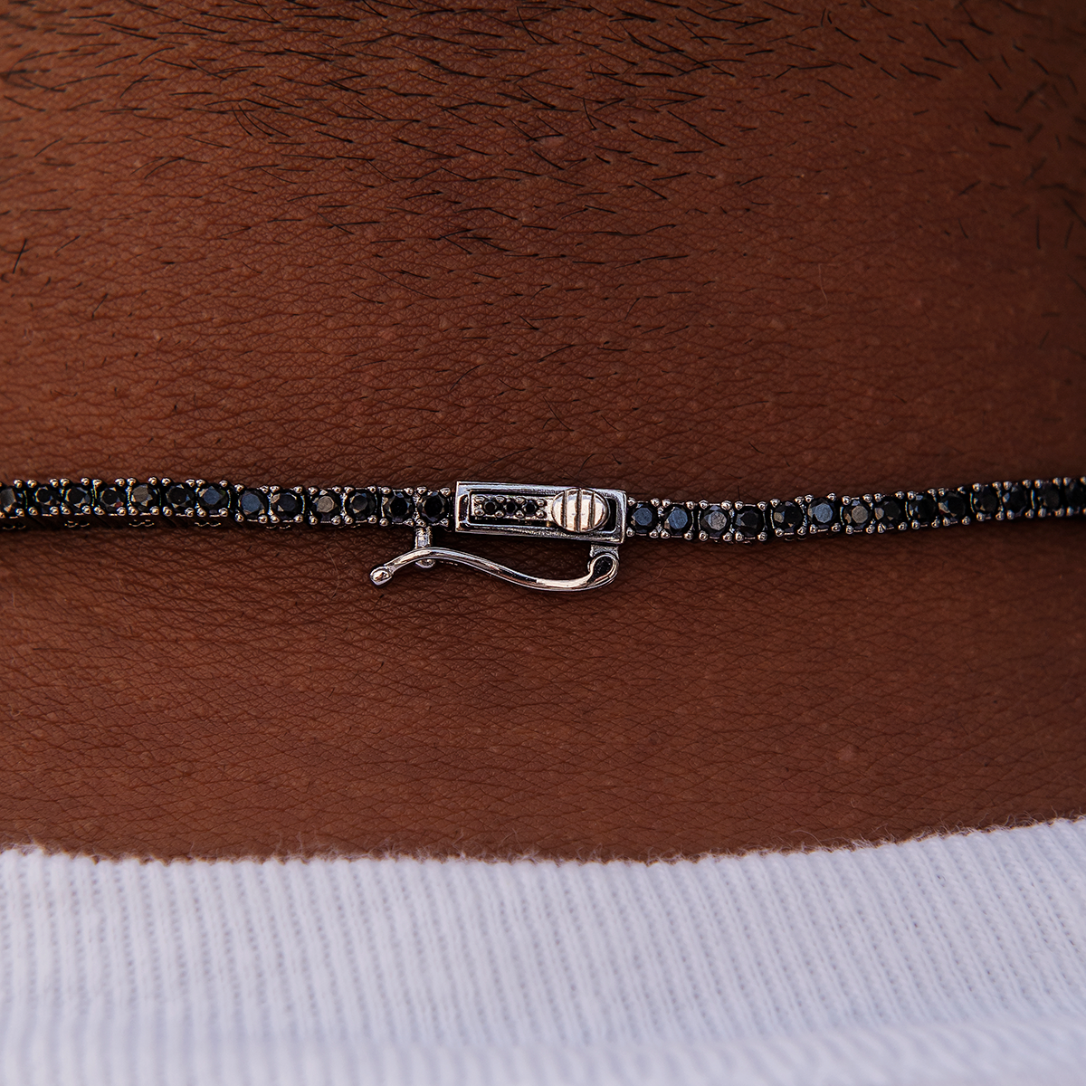 GLD Men Diamond Tennis Chain in Black- 2mm