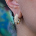 GLD Women GLD Diamond Puffed Mariner Hoop Earrings in Yellow Gold