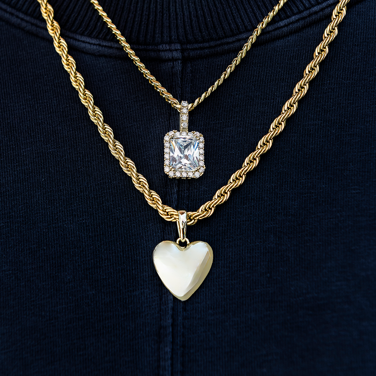 MAS - GLD Women Stone and Heart Set in Yellow Gold