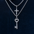 MAS - GLD Women Cross and Heart Key Set in White Gold