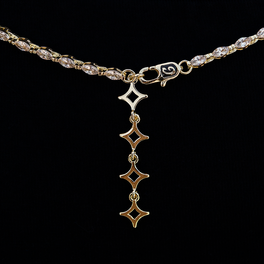 GLD Women Diamond Marquise Stone Lariat Necklace in Yellow Gold