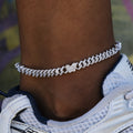 GLD PROMO - WOMEN Butterfly Diamond Prong Cuban Anklet in White Gold