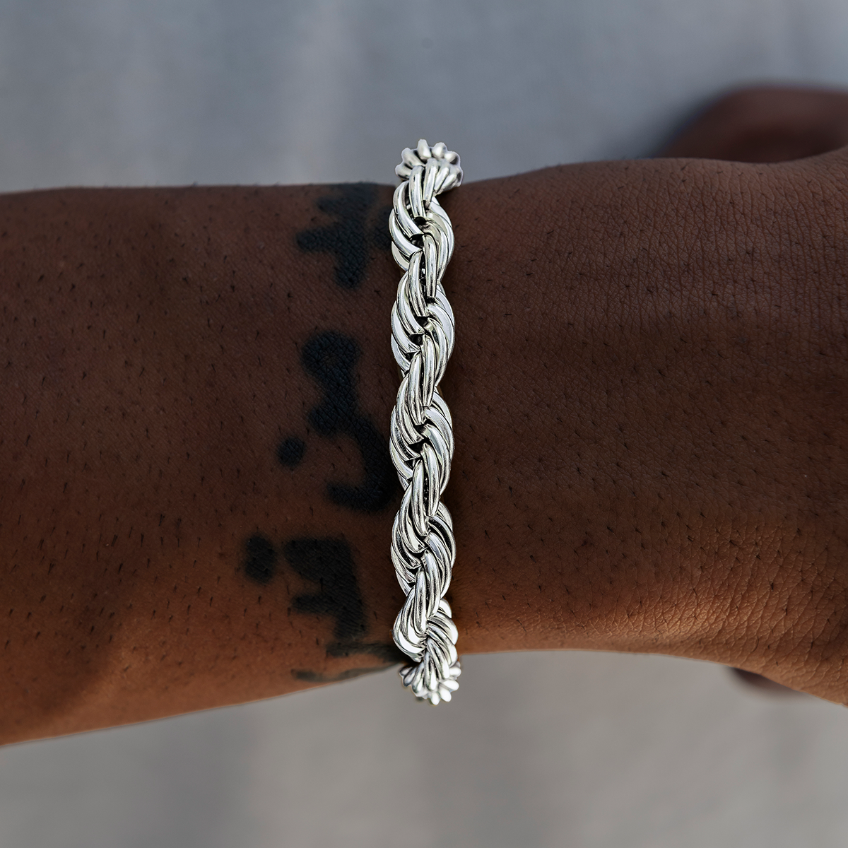 GLD Men GLD 8MM Rope Chain Bracelet in White Gold