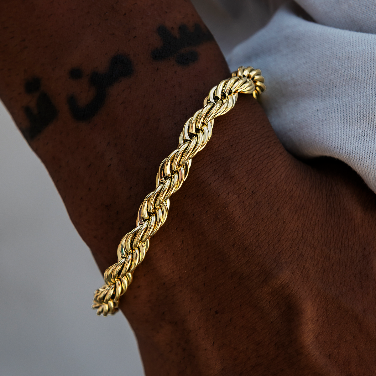 GLD Men GLD 8MM Rope Chain Bracelet in Yellow Gold