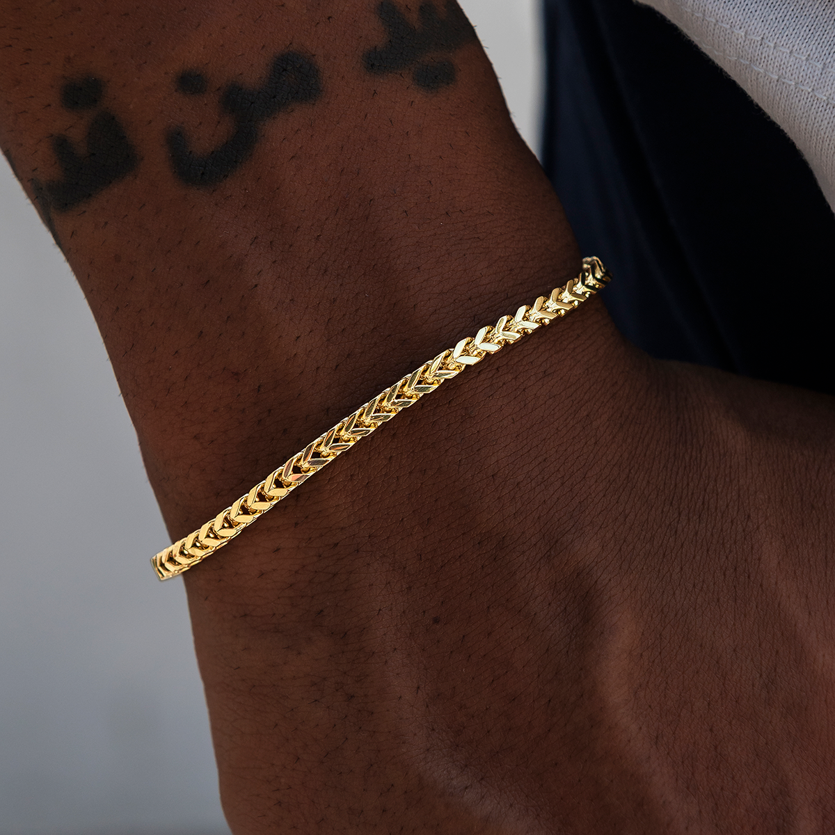 GLD Men Franco Bracelet in Yellow Gold- 3mm