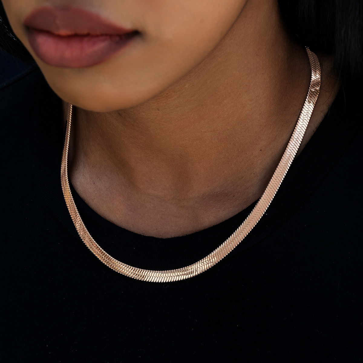 GLD PROMO SETS - WOMEN Herringbone Necklace in Rose Gold- 6mm