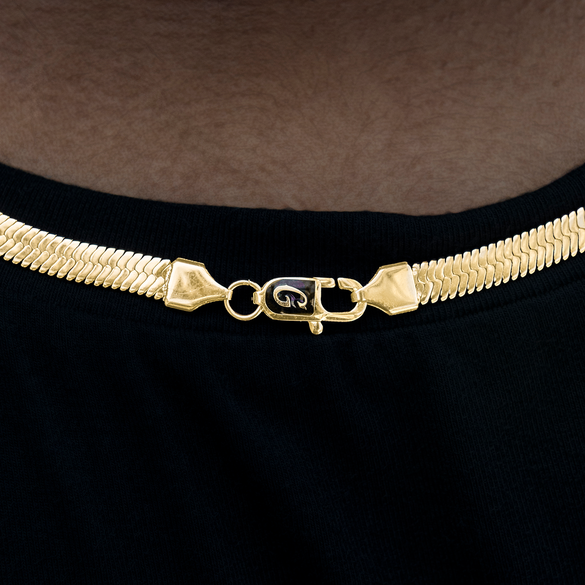 GLD PROMO - WOMEN Herringbone Necklace in Yellow Gold- 8mm