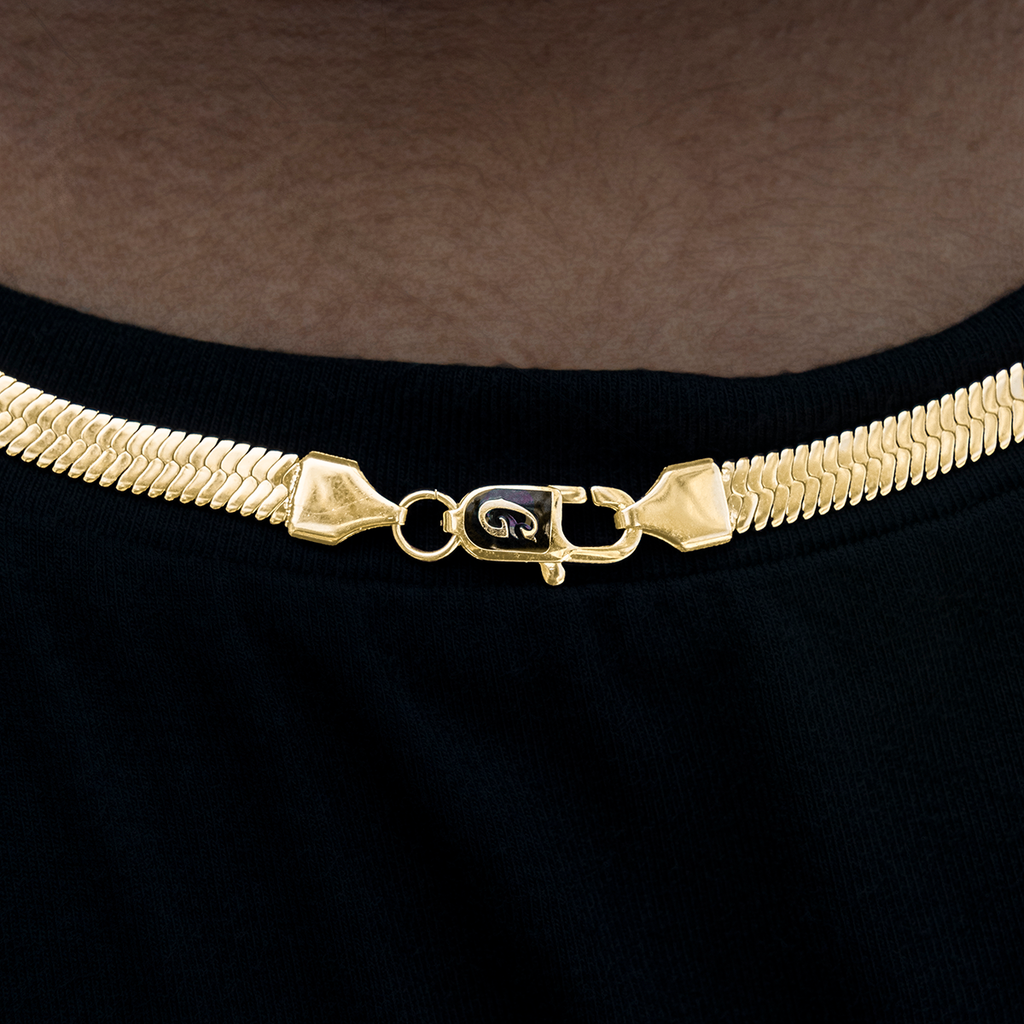 GLD PROMO SETS - WOMEN Herringbone Necklace in Yellow Gold- 8mm