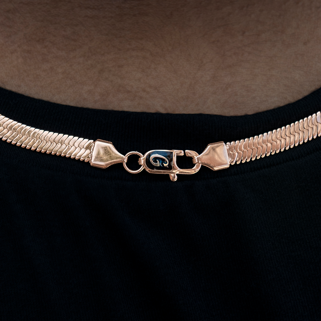 GLD Women Herringbone Necklace in Rose Gold- 8mm