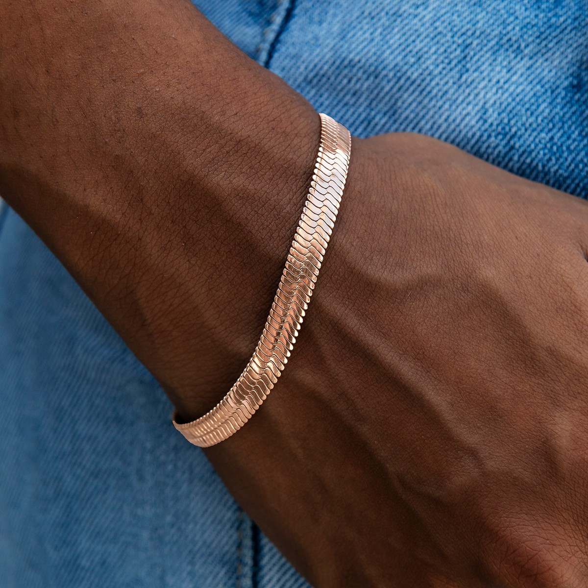 GLD Women Herringbone Bracelet in Rose Gold - 8mm