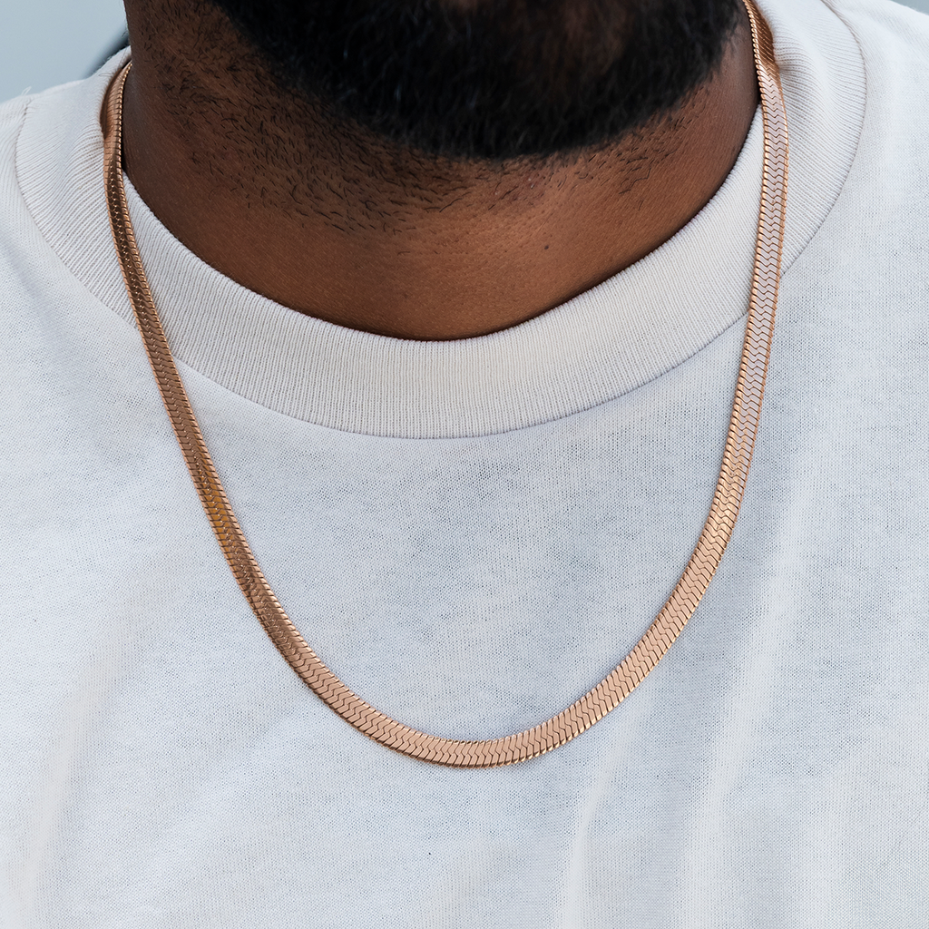 GLD PROMO Herringbone Chain in Rose Gold- 6mm