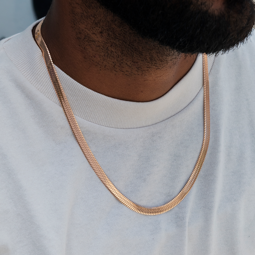 GLD PROMO Herringbone Chain in Rose Gold- 6mm