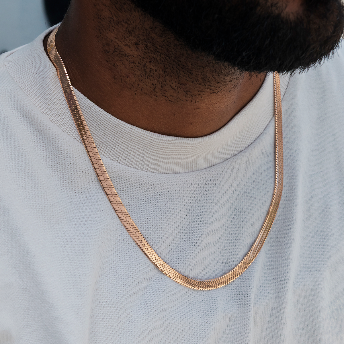GLD PROMO Herringbone Chain in Rose Gold- 6mm