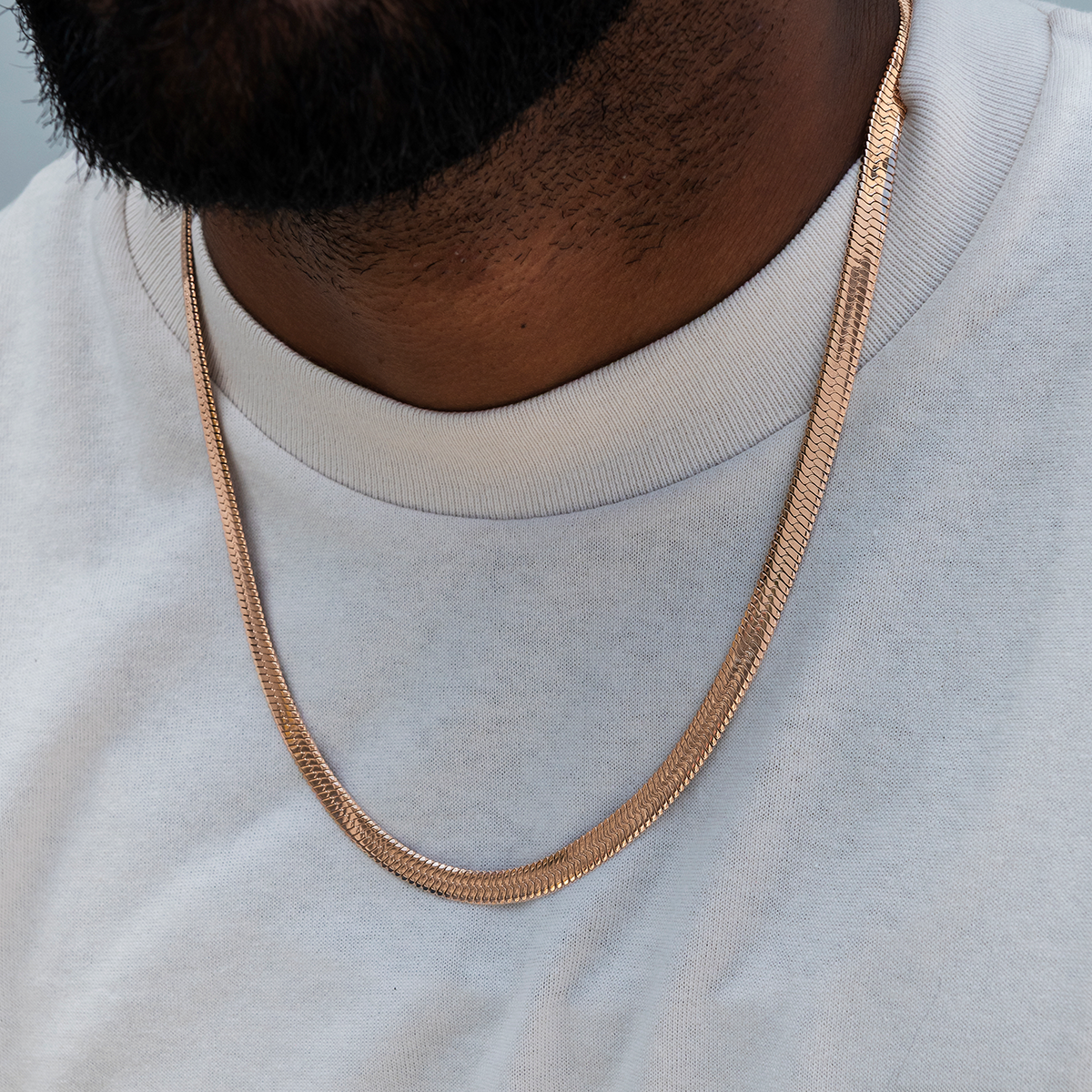GLD PROMO Herringbone Chain in Rose Gold- 6mm