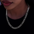GLD PROMO - WOMEN Figaro Necklace in White Gold- 9mm