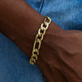 GLD Women Figaro Chain Bracelet in Yellow Gold- 9mm