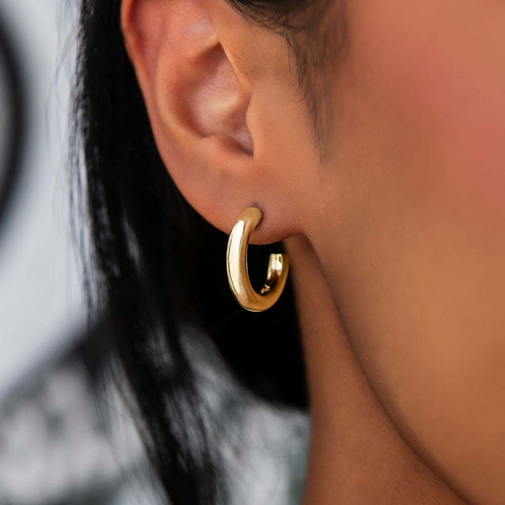 GLD Women Tube Hoop Earrings in Yellow Gold