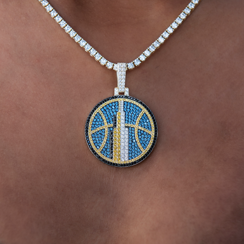 GLD Women Chicago Sky Official WNBA Logo Pendant Yellow Gold