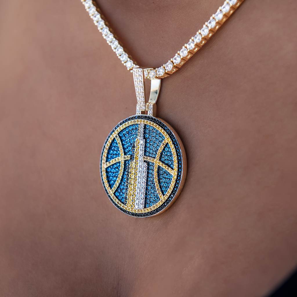 GLD Women Chicago Sky Official WNBA Logo Pendant Yellow Gold