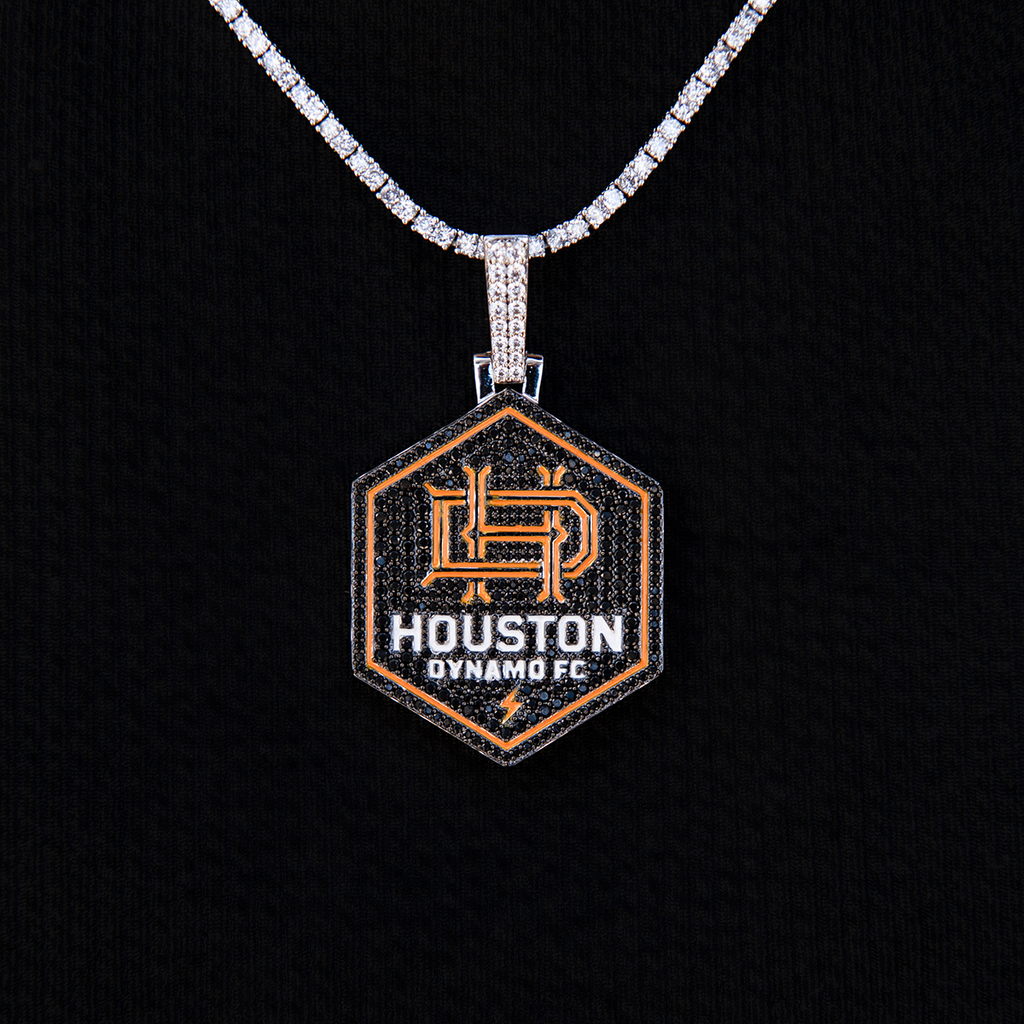 GLD Men Houston Dynamo FC Official MLS Logo Pendant in White Gold