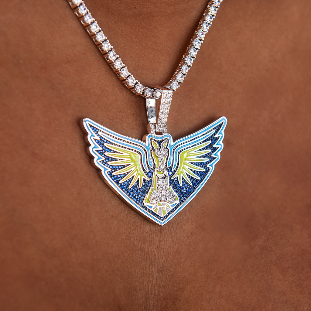 GLD Women Dallas Wings Official WNBA Logo Pendant in White Gold