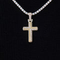 GLD Women Iced Rope Mix Cross Pendant in Yellow Gold