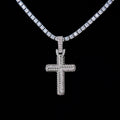 GLD Women Iced Rope Mix Cross Pendant in White Gold