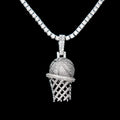 GLD Women Iced Basketball Hoop Pendant in White Gold