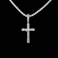 GLD Women Iced Flat Crucifix Cross Pendant in White Gold