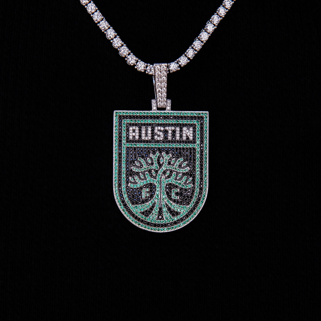GLD Men Austin FC Official MLS Logo Pendant in White Gold