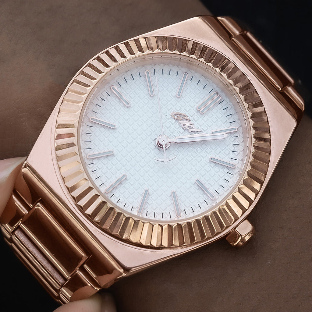 GLD Women 36MM Fluted Bezel Alpha Era in Rose Gold