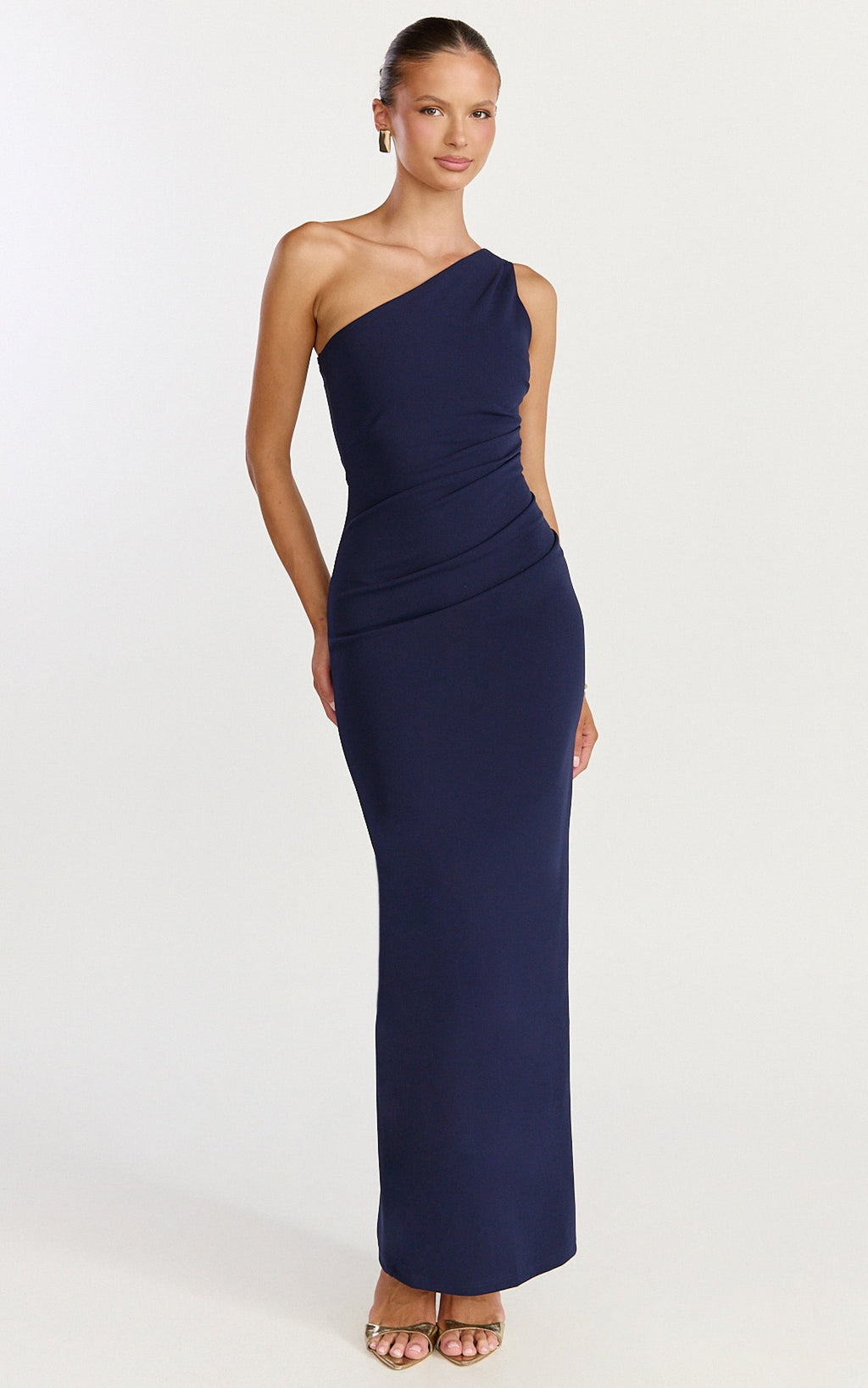 Criselda Maxi Dress - One Shoulder Maxi Dress in Navy