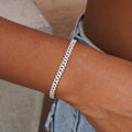GLD Women GLD Micro Diamond Prong Cuban Bracelet in White Gold - 6mm