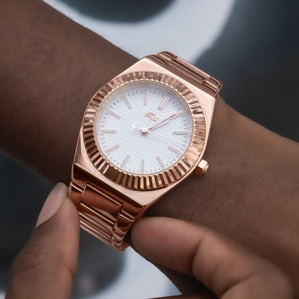 GLD Women 36MM Fluted Bezel Alpha Era in Rose Gold