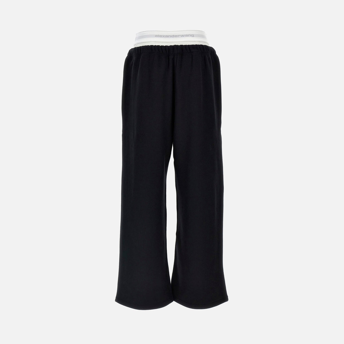 Alexander Wang Wide Leg Sweatpant with Pre-Styled Logo Brief Waistband - Faded Black