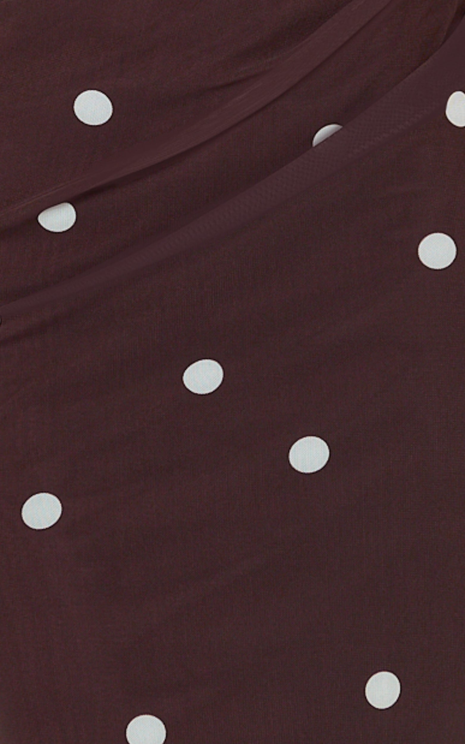 Criselda Maxi Dress - One Shoulder Maxi Dress in Chocolate Polkadot