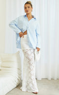 Kamille Maxi Skirt - Lace Mermaid Hem Skirt in White