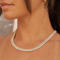 GLD Women 8.5MM Diamond Prong Cuban Necklace - Yellow Gold
