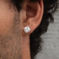 GLD Men GLD Cushion Cut Earrings in White Gold