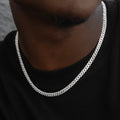 GLD PROMO Micro Diamond Prong Cuban Necklace in White Gold - 6mm